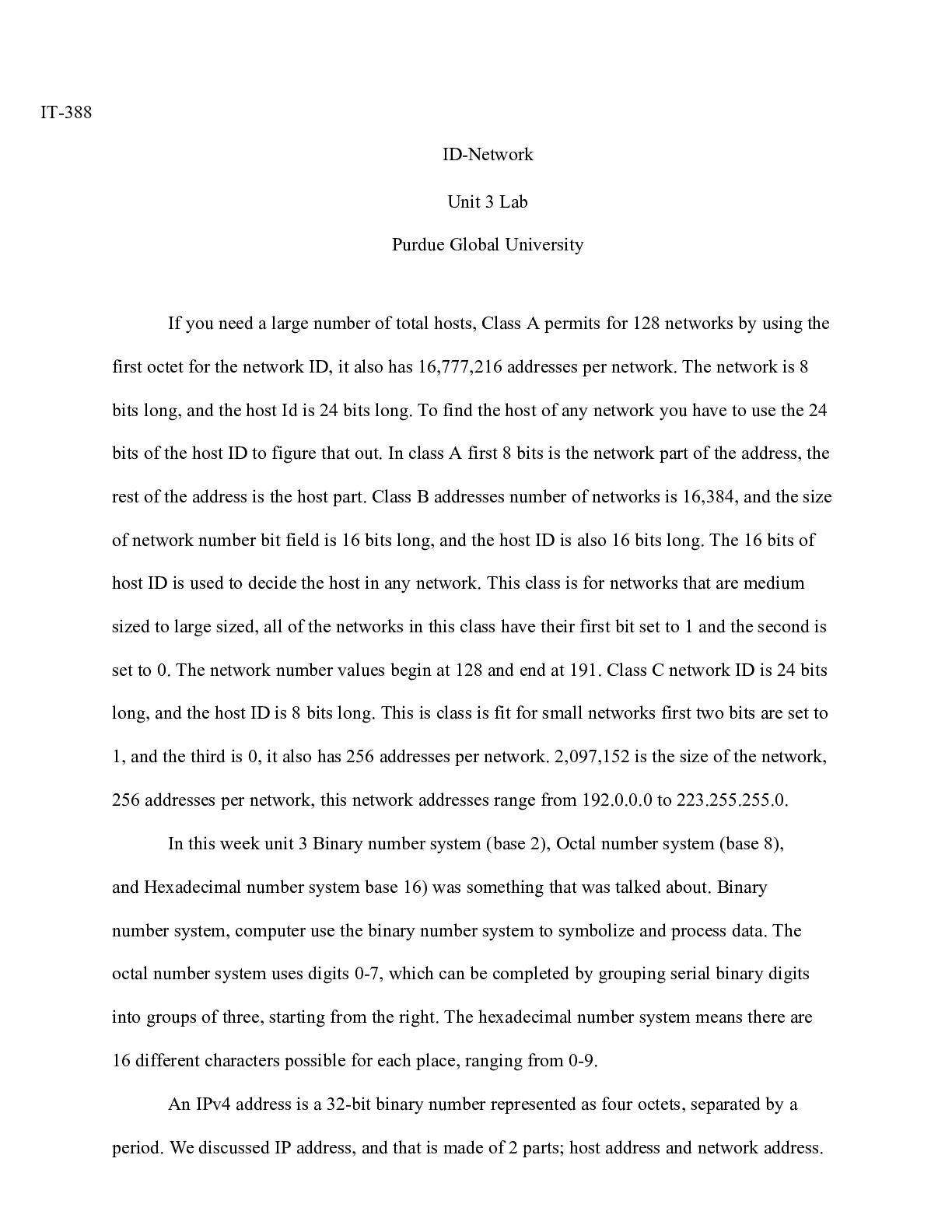 Preview image for IT388Unit 3 Lab.docx  IT-388  ID-Network  Unit 3 Lab  Purdue Global University   If you ne